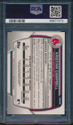 PSA 10 KRISTIAN CAMPBELL AUTO 1st 2023 Bowman Chrome BOSTON RED 