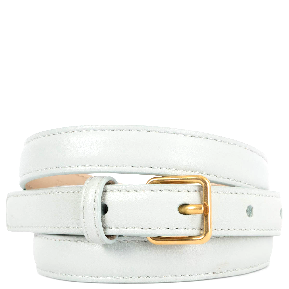68852 auth SAINT LAURENT pale mint leather SKINNY WAIST Belt 75