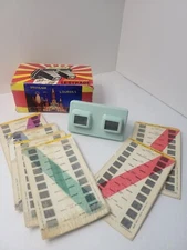Vintage Lestrade Stereoscope Viewer w 6 Slides Light Green w Orig Box 1960s