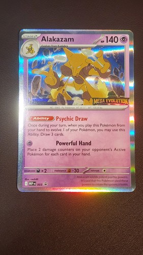 Pokémon Alakazam 003 Holo Promo Mega Evolution Card 140 HP Psychic Draw Stage 2