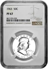 1963 50C Proof Silver Franklin Half Dollar NGC Graded PF 67 in New Holder