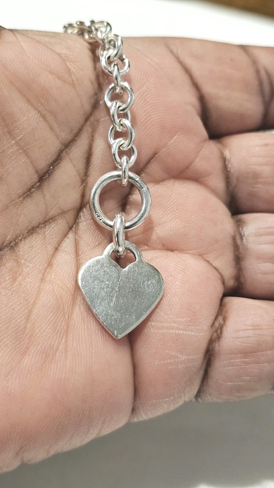 Solid 925 Sterling Silver Heart Toggle Link Brace… - image 9