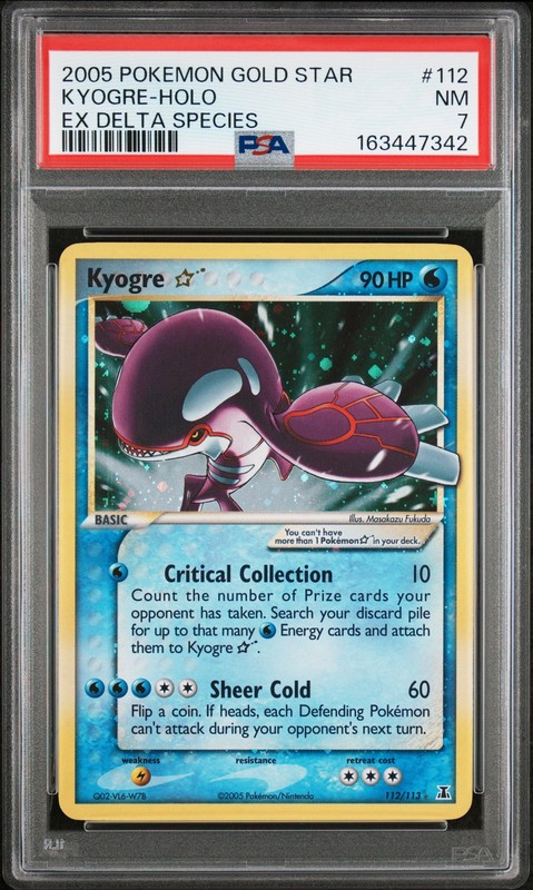 2005 POKEMON EX DELTA SPECIES GOLD STAR #112 KYOGRE-HOLO PSA 7