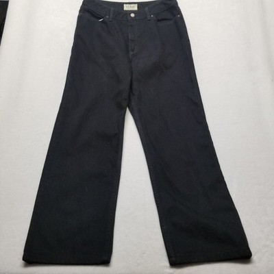 LL Bean Jeans Womens 10  Black High Rise Ankle Classic Straight Goth Grunge Emo