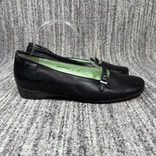 MEPHISTO Black Leather Strap Shoes Low Wedge Sandals Women's US 9.5 EU 7 READ