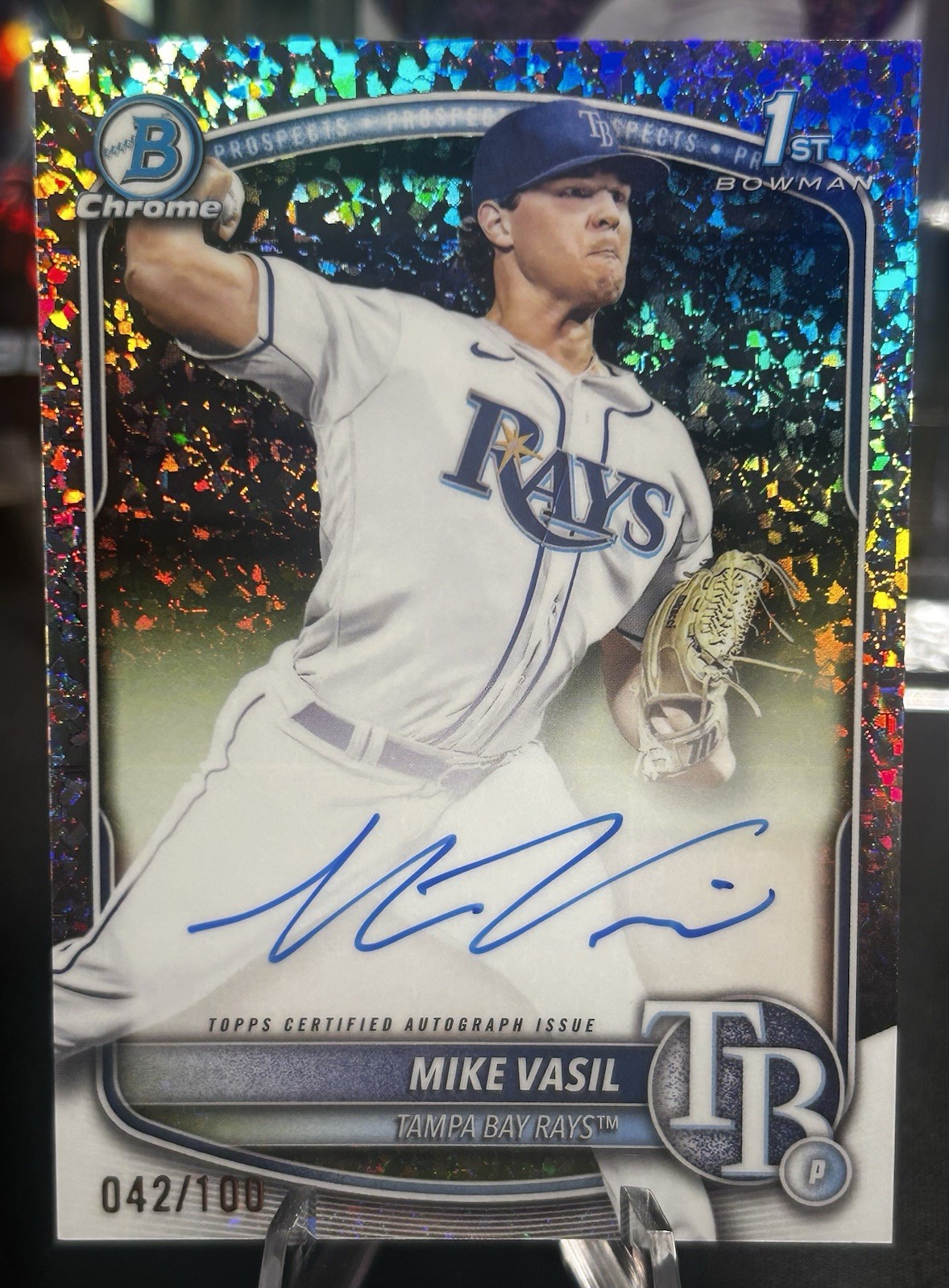 2025 Bowman Mike Vasil #CPA-MV Chrome Prospect 1st Auto Mini-Diamond /100