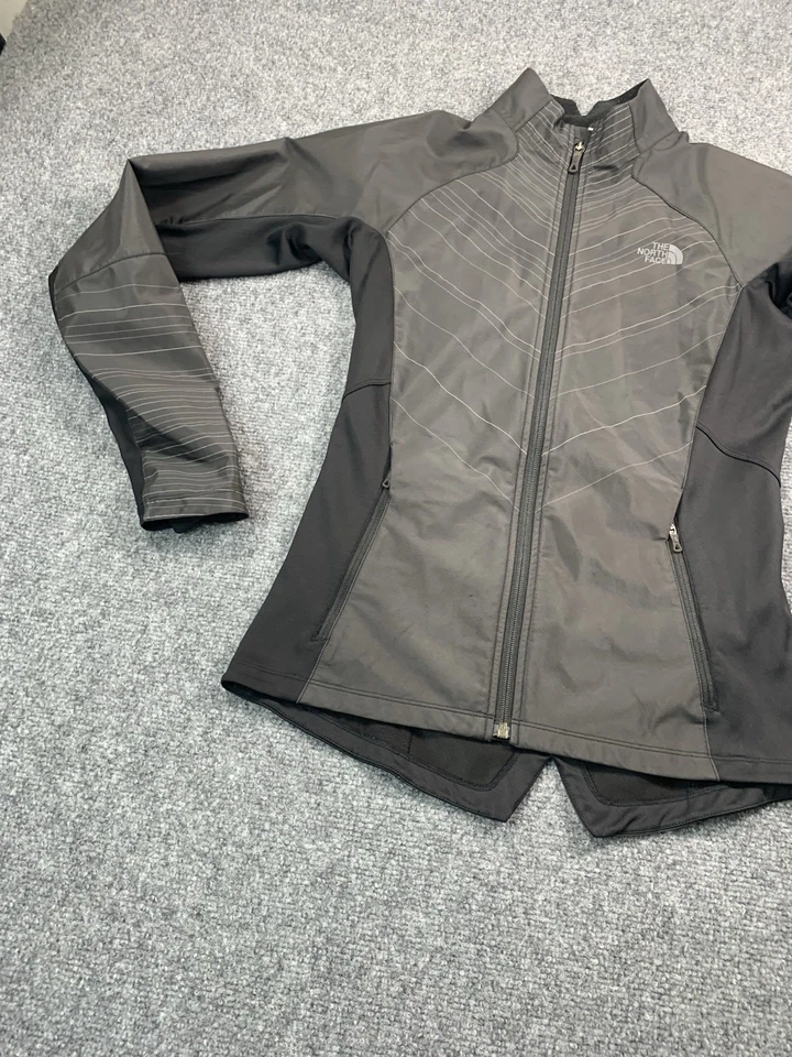 Chaqueta cortavientos The North Face para mujer pequeña gris manga larga cremallera completa Foto 3 de 4