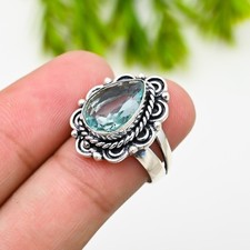 London Blue Topaz Gemstone 925 Sterling Silver Handmade Jewelry Ring Gift