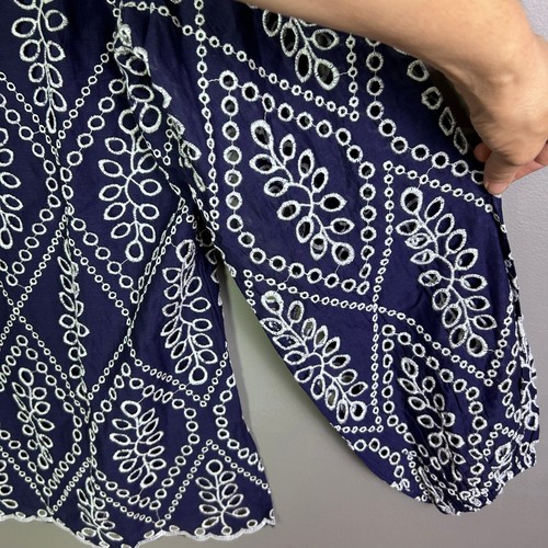 Boston Proper top large blue beachy beaded coastal boho eyelet embroidered NWT - Picture 10 of 14