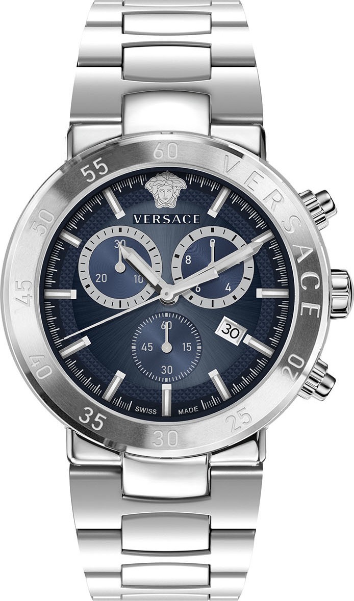 Versace VEPY00420 Urban Mystique Chrono blue silver Stainl.Steel Men's Watch NEW