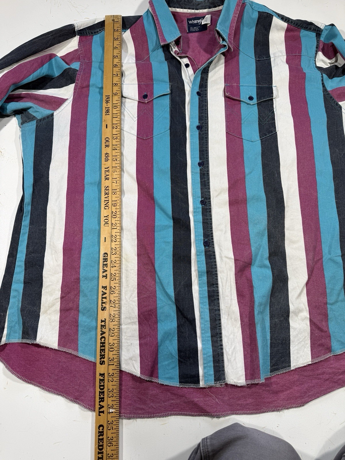 RARE Vintage Wrangler Brushpopper Shirt 20 37 XXL Western Rodeo Cowboy Striped image 9