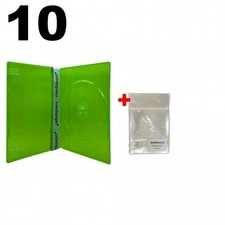10 SLIM Clear Green Color Single DVD Cases 7MM 100 OPP Bags