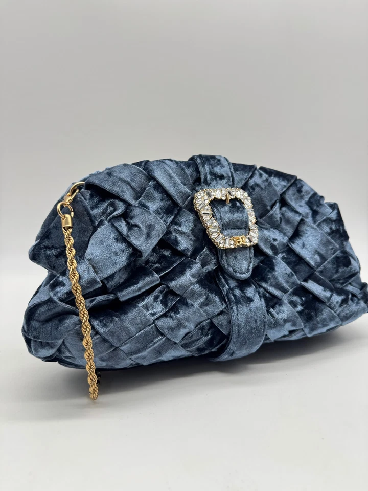 SAM EDELMAN Brit Frame Terciopelo Cristal Hebilla Bolso de Noche - Joya Azul Marino Foto 4 de 4