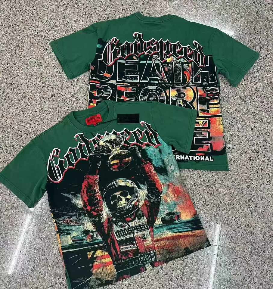 Godspeed short-sleeved heavy high street pure cotton printed round neck T-shirt8 - Image 3 of 4