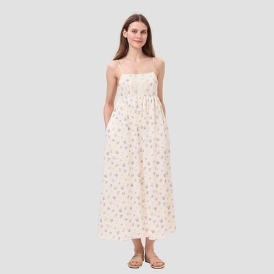 Women Romantic Lace Bodice Maxi Dress - Universal Thread Ivory Floral M
