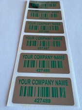 200 CUSTOM GREEN PRINTED BAR CODE LABELS TAMPER PROOF-SECURITY VOID STICKERS