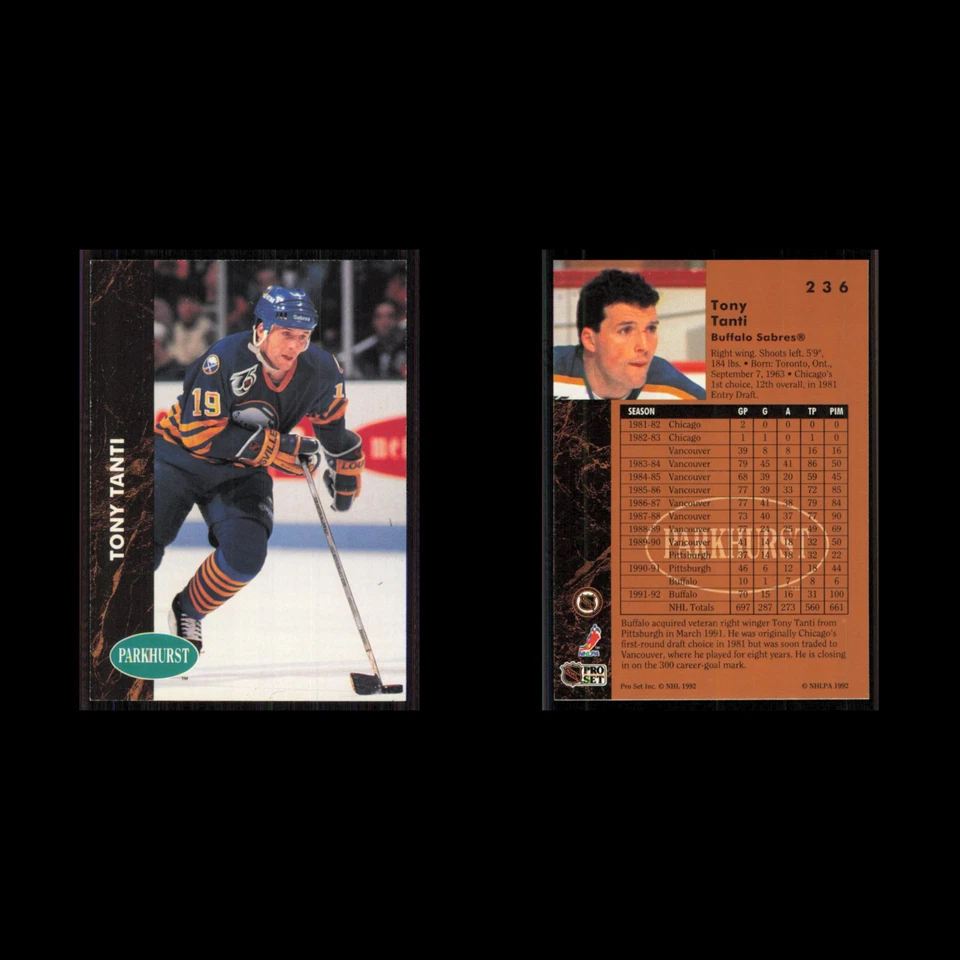 Tony Tanti #236 1991 Parkhurst Buffalo Sabres Hockey Card NHL NM - Image 3 of 3
