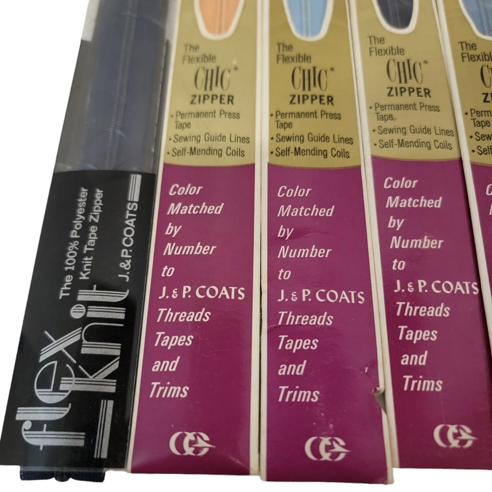 Vintage J &P Coats Skirt Or Neck Polyester Zippers Assorted Colors And Sizes Lot - Image 2 of 4