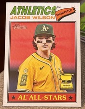 2026 Topps Heritage Baseball #17 Jacob Wilson, Athletics GOLD ROOKIE CUP