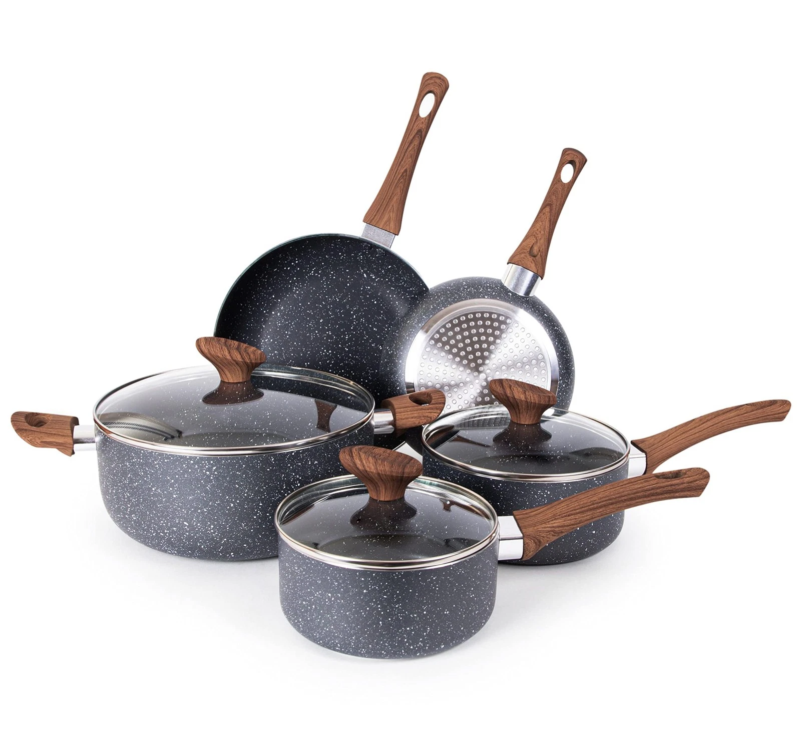 Non Stick Pots and Pans Set – Induction Hob Pot 8pcs Cookware set, Marble