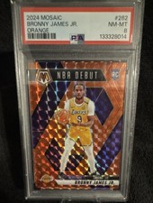 Panini Mosaic 2024 Bronny James Jr. #262 NBA Debut Orange Prizm PSA 8 /249 Lake…