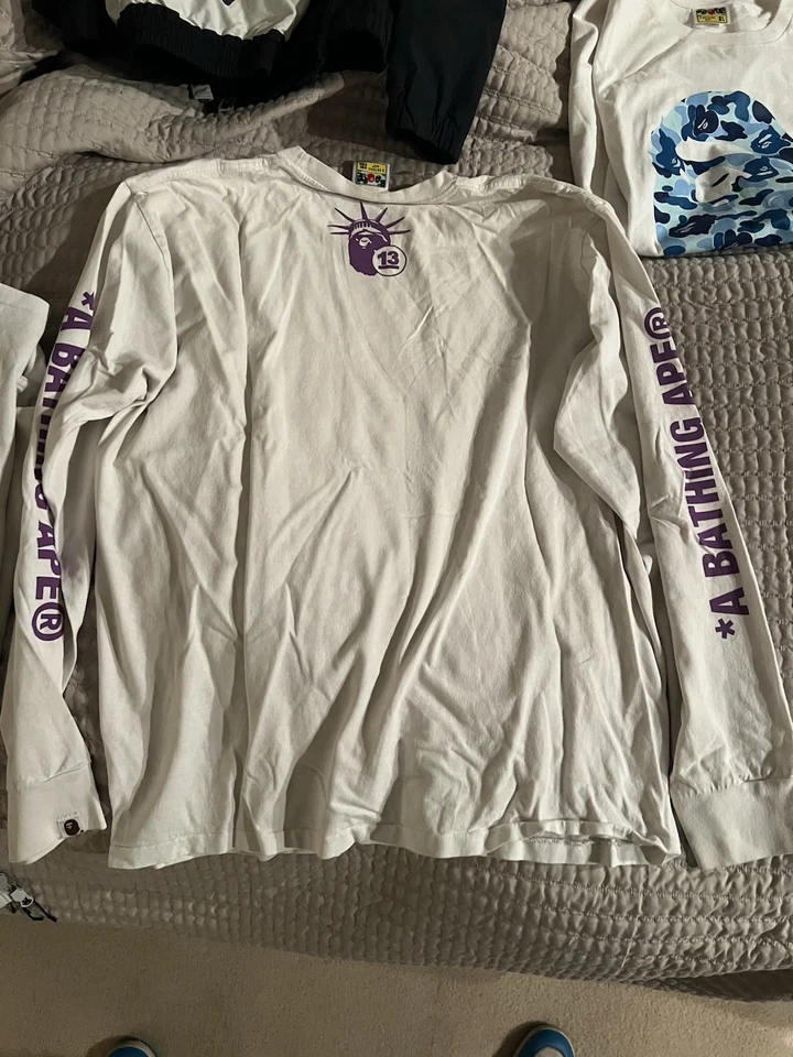 A Bathing Ape New York Men's Long Sleeve T-Shirt 2XL Purple Camo - Image 3 of 3