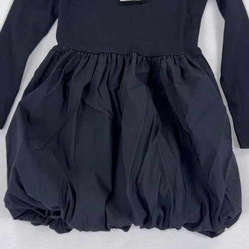 Zara Kids Girl's Ribbed Long Sleeve Bubble Dress Size 7 Black - Picture 4 of 12