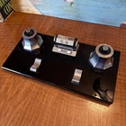 ART DECO VINTAGE CHROME REVOLVING PERPETUAL CALENDAR INKWELL PEN REST 1940s 40s