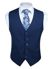 Vest 101 Men  s Slim Fit Suit Vest Waistcoat with 3 Pockets Large Navy Blue 1