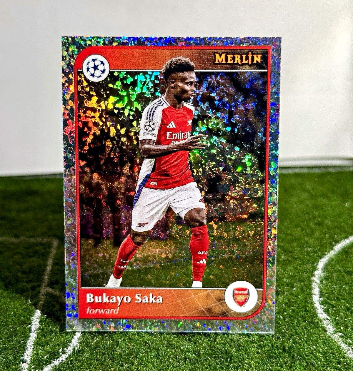 Topps Merlin UEFA Club Competitions Bukayo Saka Arsenal Parallel #7 2024-25