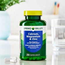 Spring Valley Calcium, Magnesium & Zinc Plus Vitamin D3 Coated Caplets,250 Count