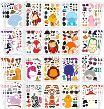 60 Sheets Make a Face Stickers for Kids, 20 Styles Waterproof Animal Stickers
