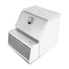 25"x28"x24" Aluminum Side Mount Semi Truck Tool Box Saddle Step Open Wide Design