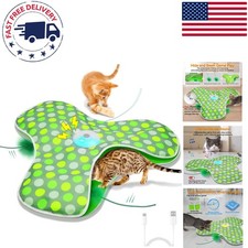USB Rechargeable Interactive Feather Wand Toy for Indoor Cats Compact Fun