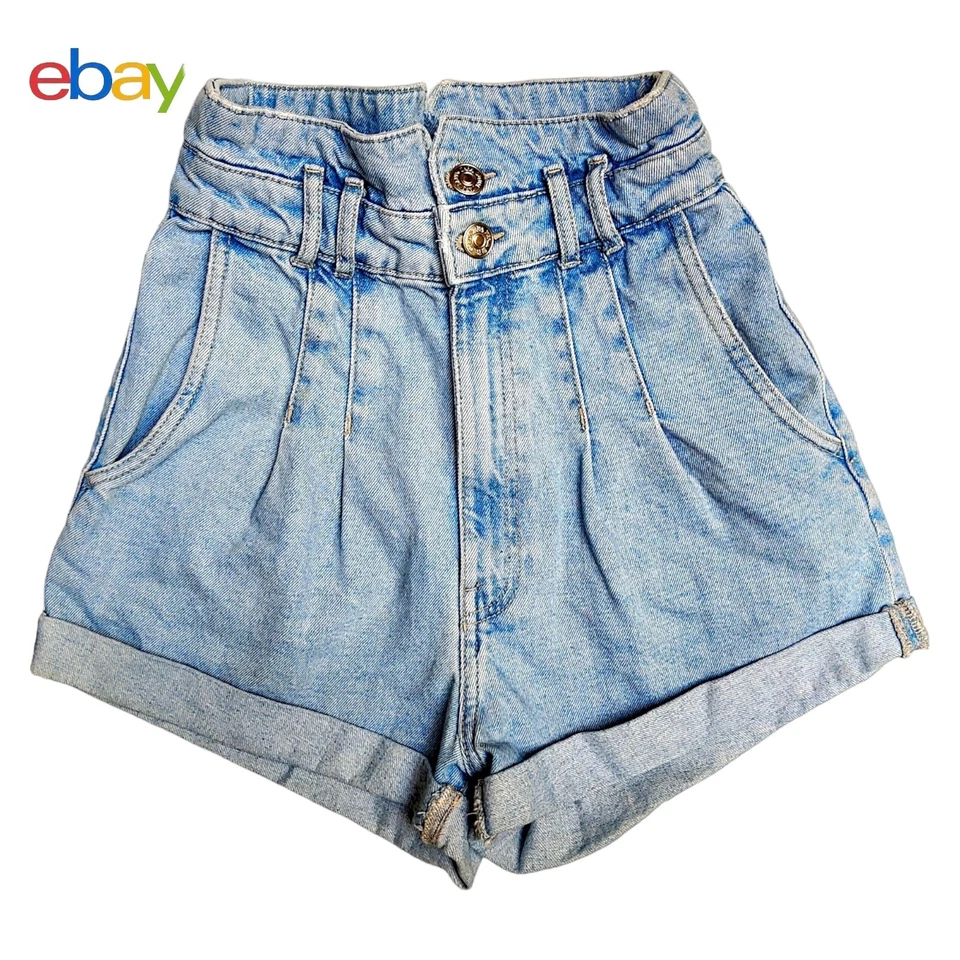Short en jean femme taille haute - bleu clair - Zara XS/34 - Photo 2/4