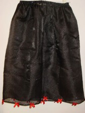 Women's Black Sheer Half Slip Glitter Dots Red Bows Hem 25"-52" Sissy-XXL NEW