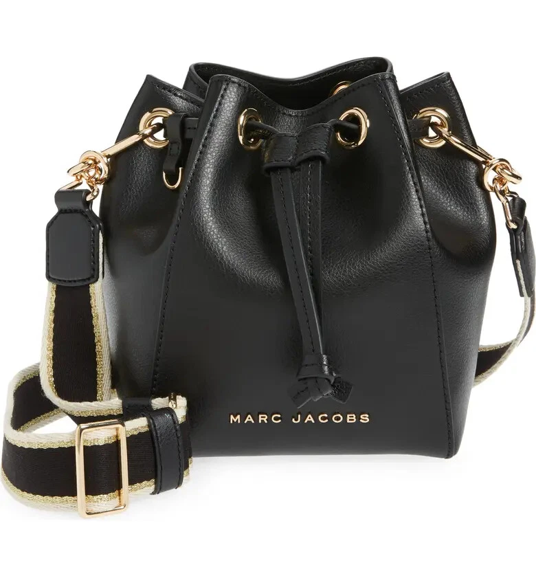 NWT Marc Jacobs The Bucket Bag Small Leather Crossbody Bag BLACK