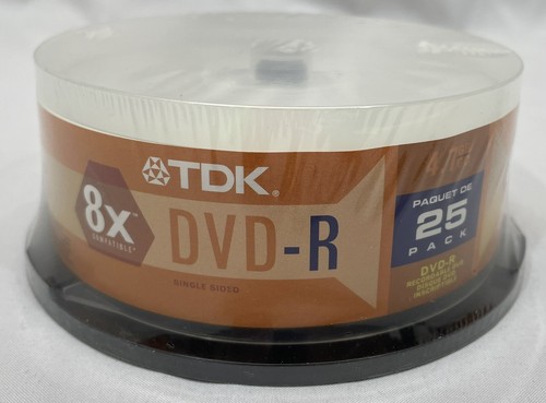 TDK 25 Pack DVD-R 4.7 GB 2X 120 Min Brand NEW Sealed! Spindle Pack Of 25 Discs! - Picture 2 of 5