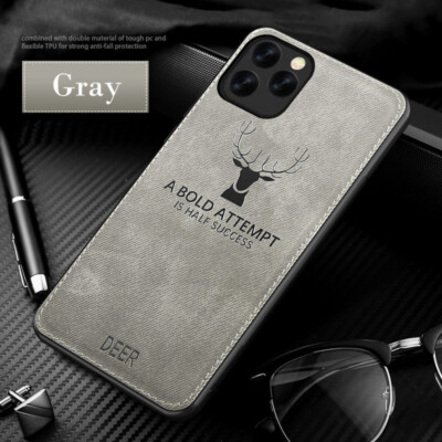 For iPhone 14 Pro Max 12 11 13 XR XS 7 8 Deer Pattern Leather Bumper Case Cover