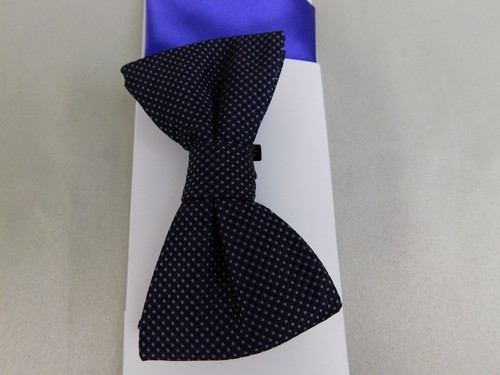 Alfani Spectrum Black Dot Bow Tie & Solid Purple Pocket Square Set #1780 - Picture 3 of 6