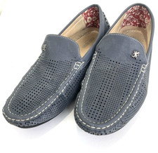 Stacy Adams Slip On Loafers Cicero Blue-Gray Perfed Moc Men's Size 10 M Classic