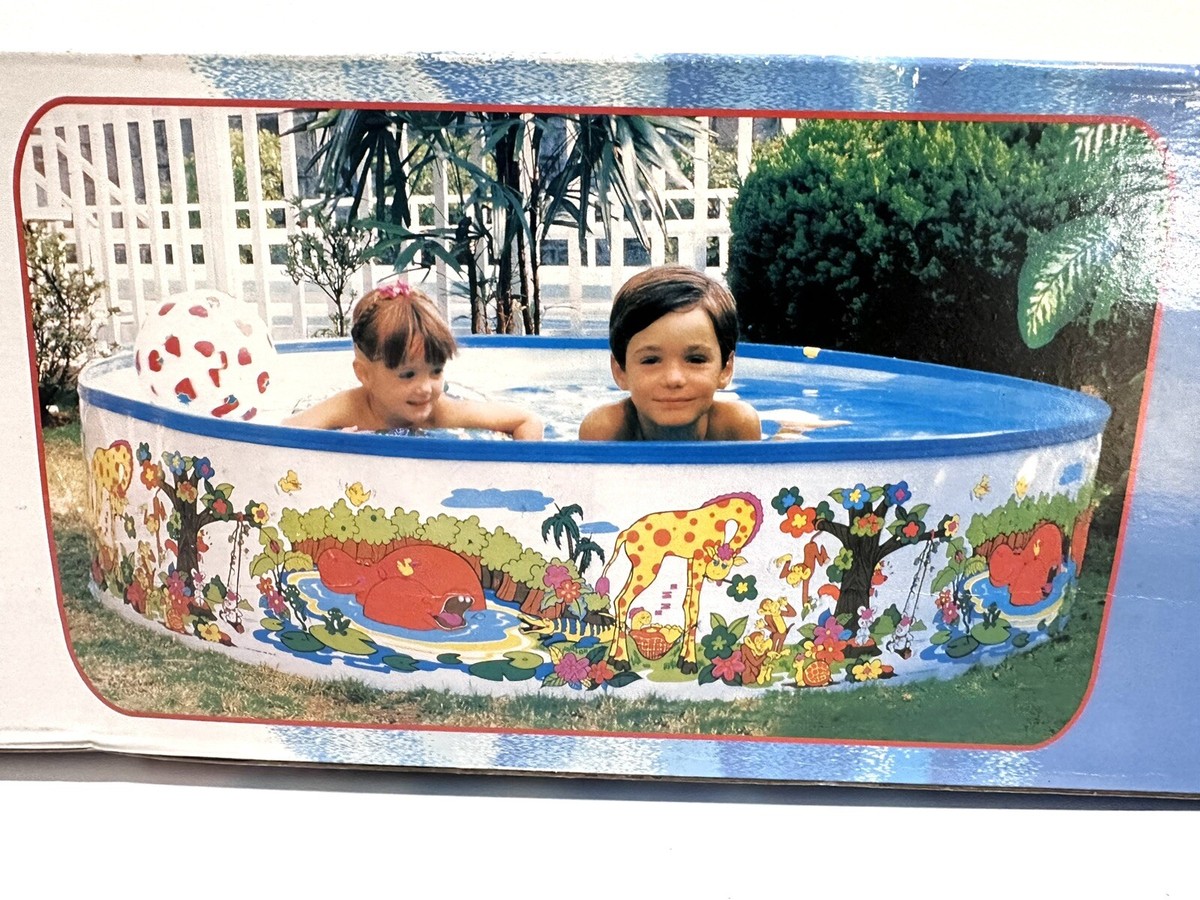 Vintage H2O For Fun 80s Kids Vinyl Rigid Wall Swimming Pool New In