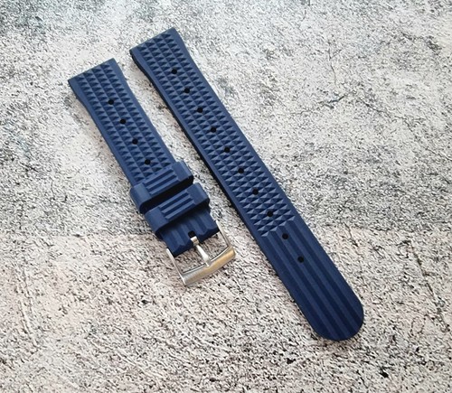 Genuine FKM Rubber Waffle Watch Strap Band Retro Divers Waterproof 20mm 22mm UK - Picture 5 of 50