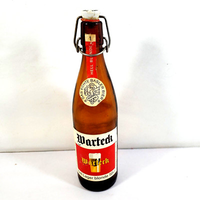 Vintage 29cm Beer Bottle Warteck Hell Lager Blonde Basel Swiss Brewery