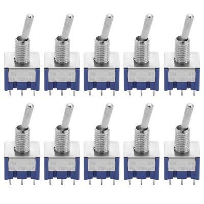 10PCS Mini Toggle Switch DPDT 6 Pin 2 Position ON/ON Small Toggle Switch Mini...