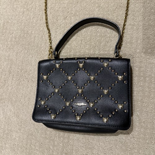 KARL LAGERFELD Ledertasche Handtasche schwarz Simone Katze Nieten - Bild 3 von 9