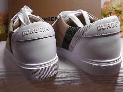 BURBERRY Women's OPTIC WHITE Salmond Vintage Check Low Top