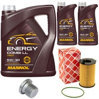 MotoröL Set Mannol 5W-30 7 Liter + ÖLfilter + Schraube FüR Audi A6 A7 A8 Q5 3.0