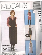 7878 Vintage McCalls SEWING Pattern Misses 2HOUR Jumper UNCUT EZ Easy OOP