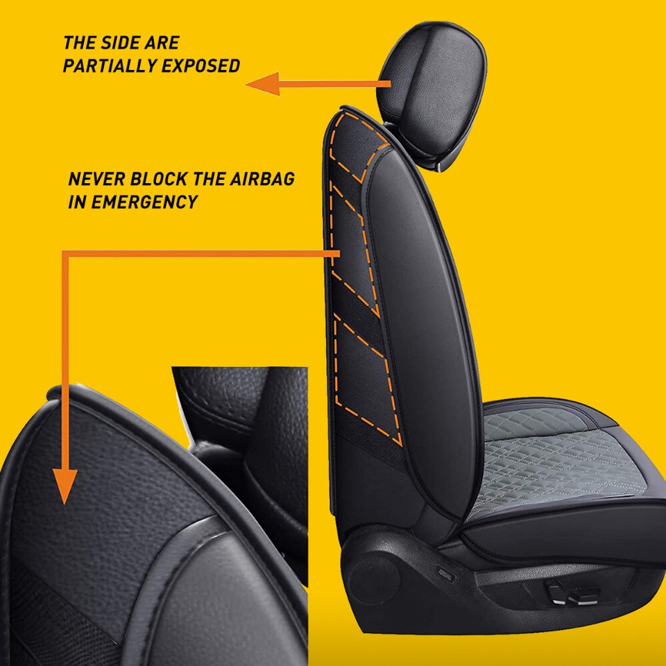 10PC Black Gray Car Seat Cover Cushion Set Full For 20102022 Ram 1500